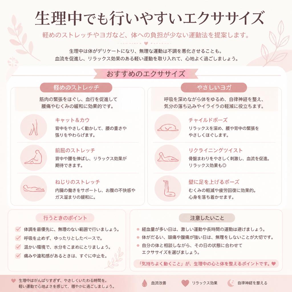 生理中におすすめのエクササイズ
