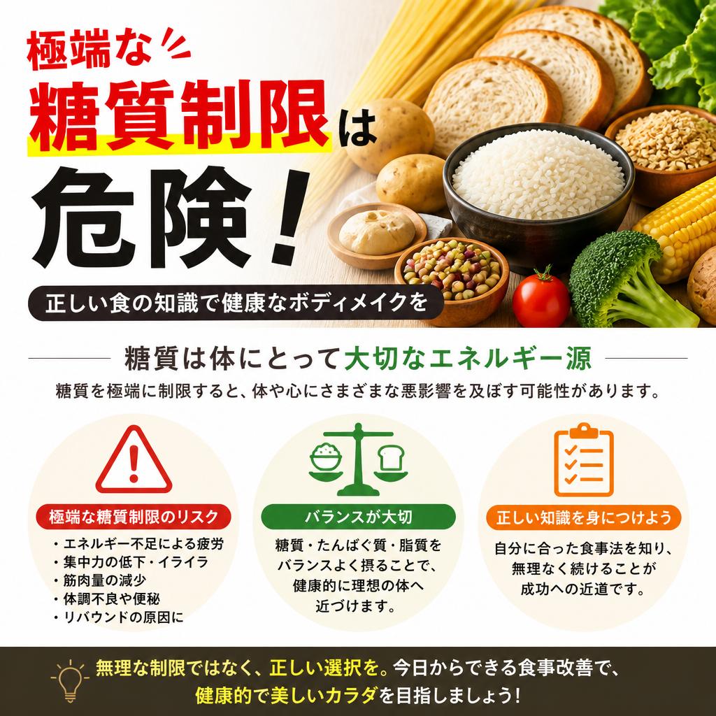 極端な糖質制限は危険！正しい食の知識で健康なボディメイクを